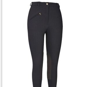 Tuff Rider Black Ribbed Front Zip Stretch Knee Breeches Riding Pants Size 26